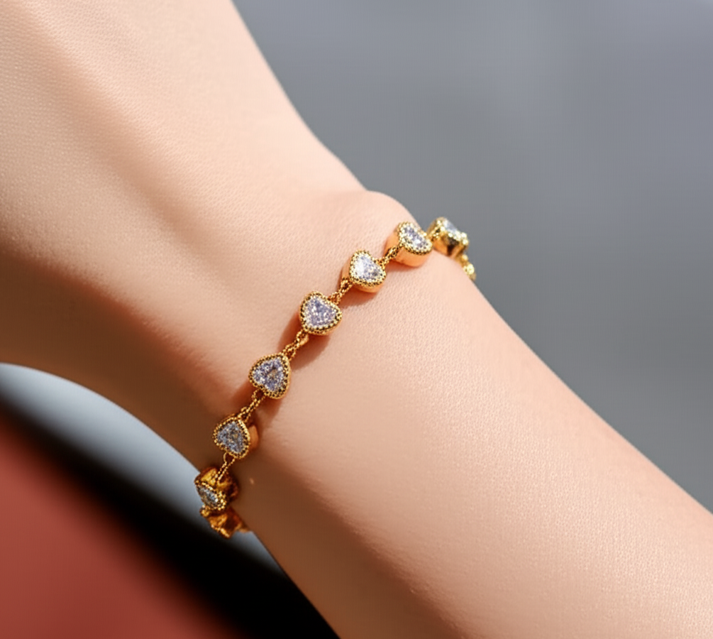 Zircon Heart Chain Bracelet