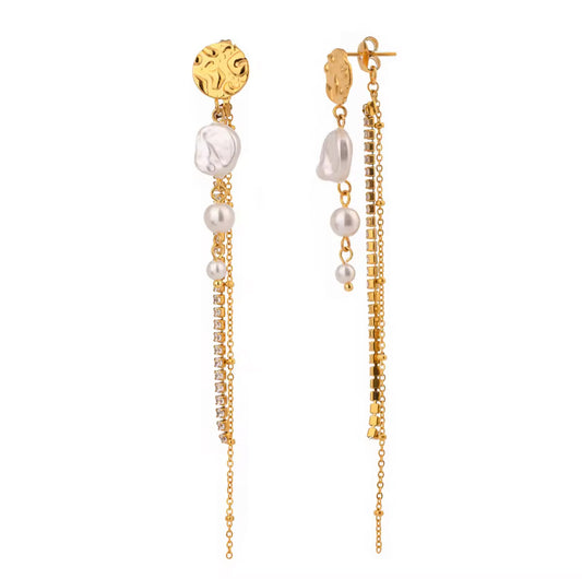 Zircon Pearl Earrings