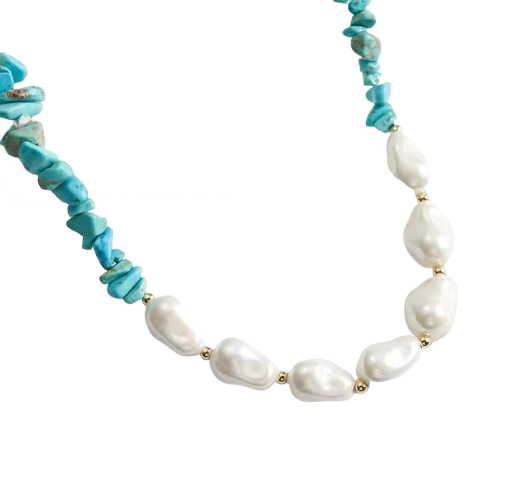 Turquoise Baroque Shell Necklace