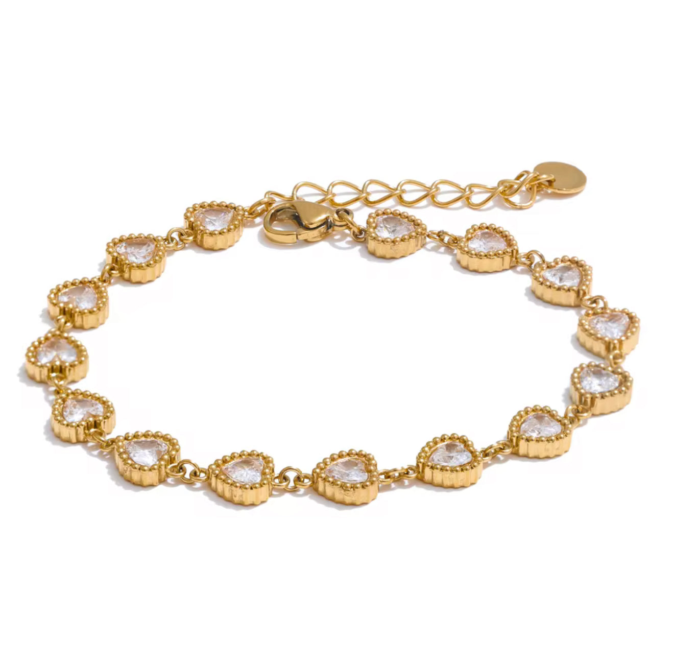 Zircon Heart Chain Bracelet