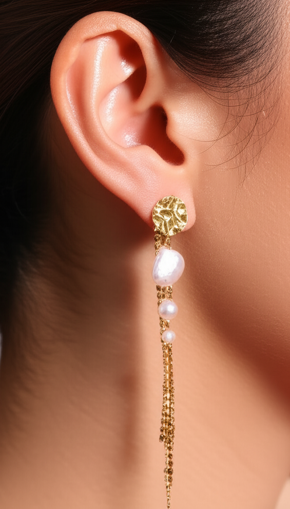 Zircon Pearl Earrings