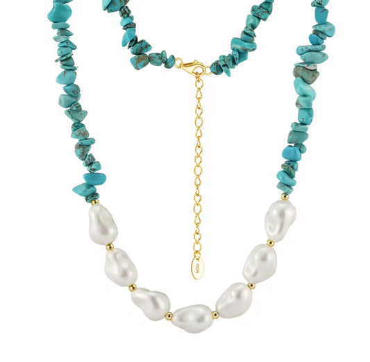 Turquoise Baroque Shell Necklace