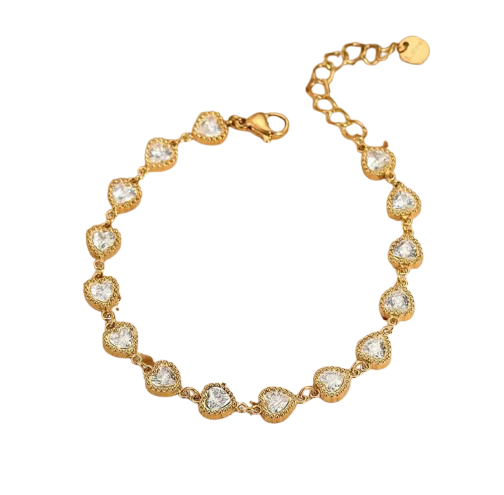 Zircon Heart Chain Bracelet